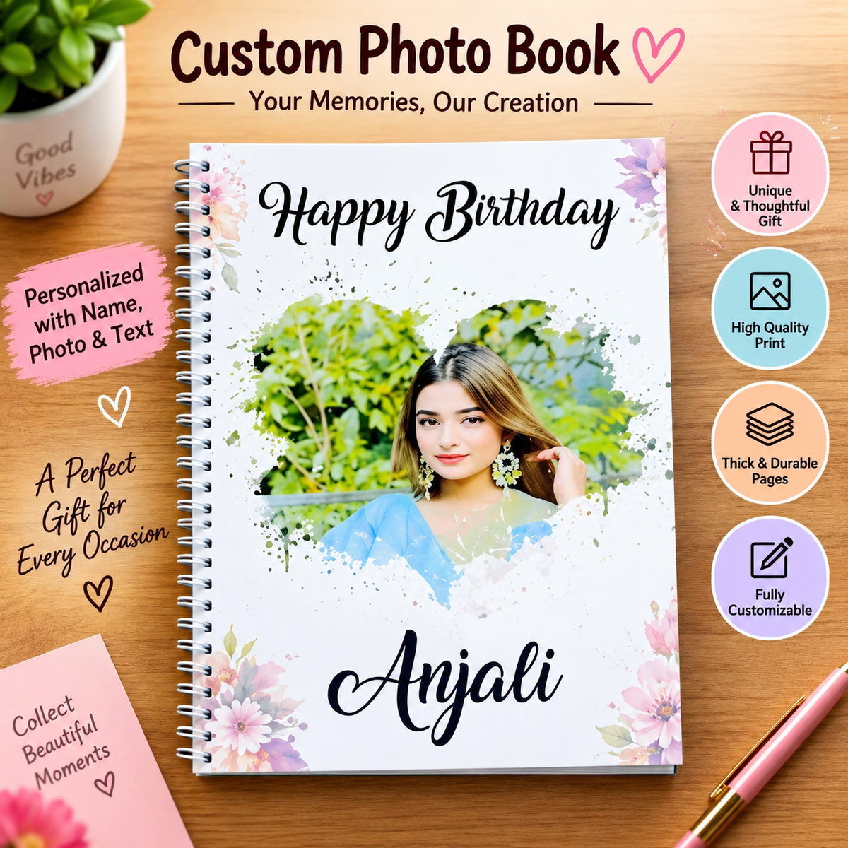 Personalized Photo Book Album | Custom Photo Album with Name &amp; Photos 💖
