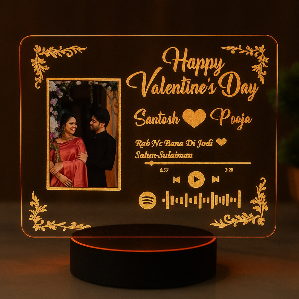 Personalized Spotify Acrylic Music Plaque with Photo & LED Stand | Custom Song Frame Gifts