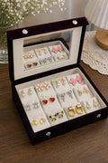 Luxury 12 Pair Korean Earrings Organizer Box with Mirror 😍😍