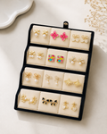 Luxury 12 Pair Korean Earrings Box | Velvet Jewelry Gift Box for Women