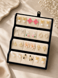 Luxury 12 Pair Korean Earrings Box | Velvet Jewelry Gift Box for Women | High Quality Earrings