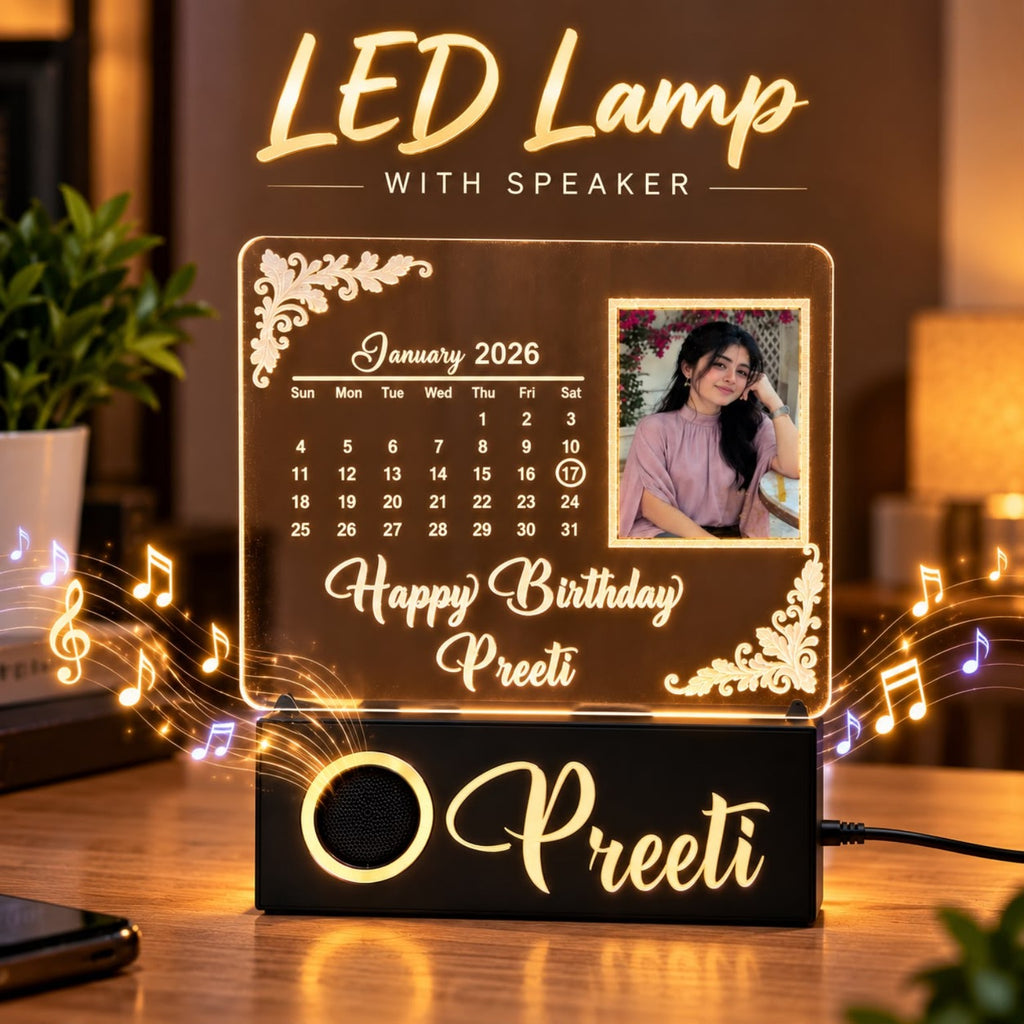 Personalised LED Lamp with Bluetooth Speaker