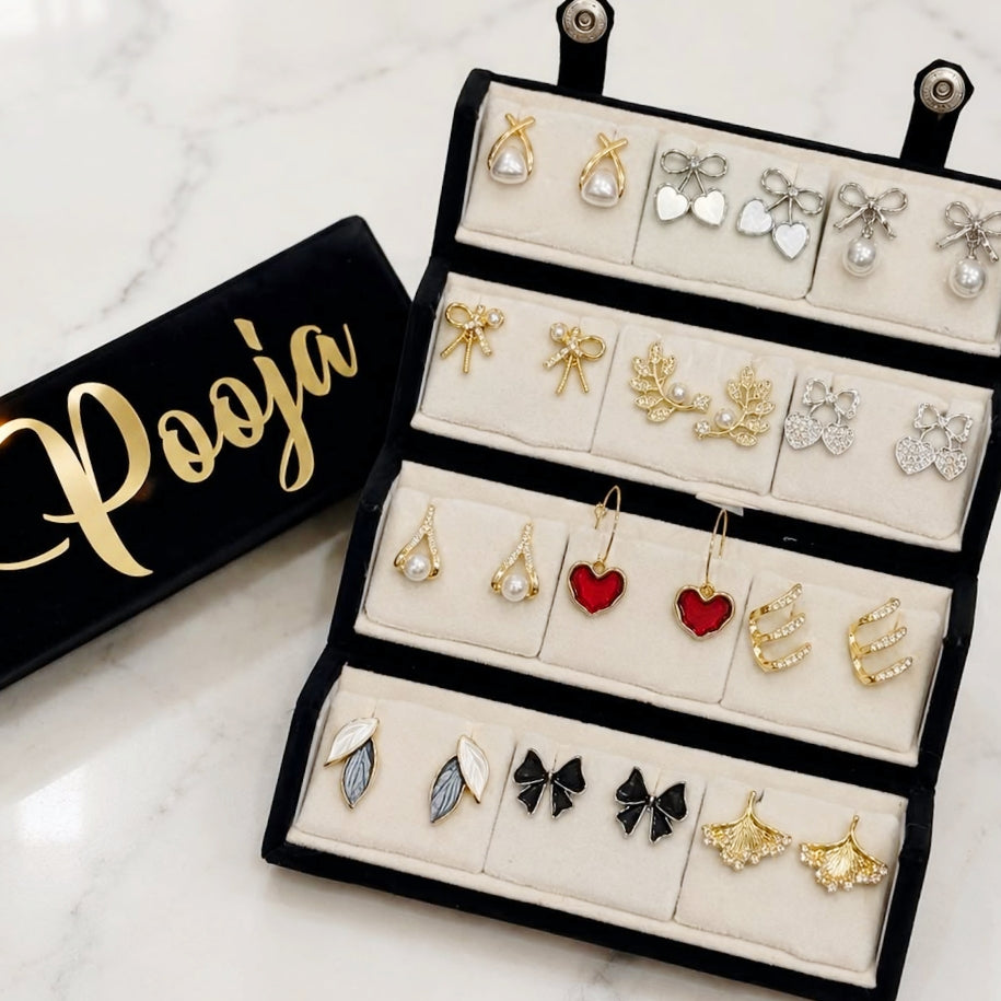 Personalized 12 Pair Korean Earrings Box 😍💝