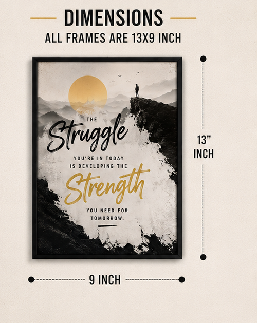 Motivational Wall Posters Set of 4 with Frames | Inspirational Quotes Wall Decor for Office, Study Room, Gym & Bedroom | Modern Typography Wall Art