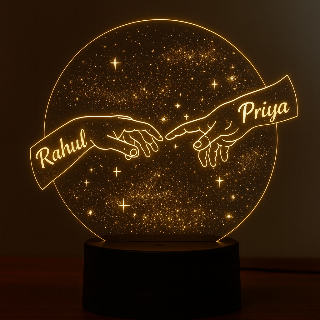 Personalized Couple Name LED Lamp | Customized Hands Acrylic Lamp