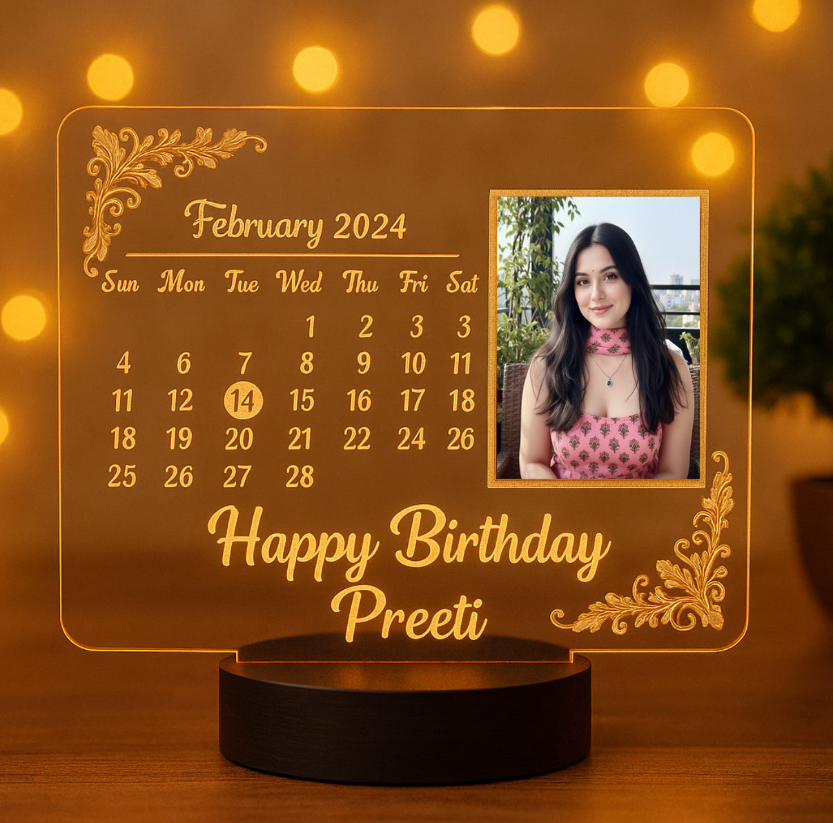 Personalized Birthday LED Lamp with Custom Photo & Date Engraving – Unique Gift for Special Occasions