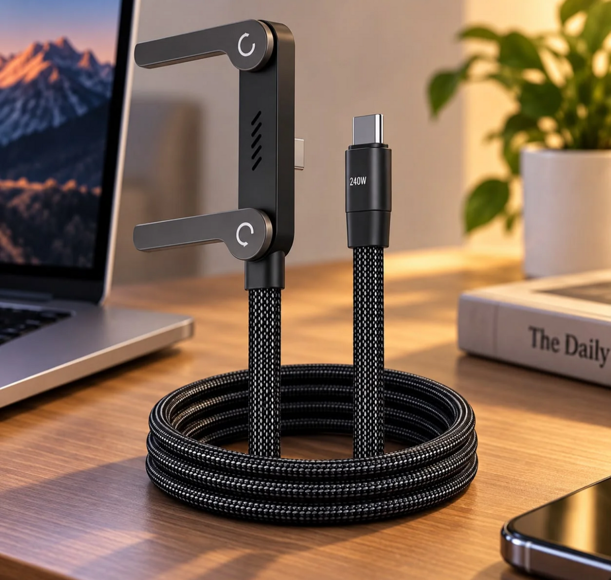 Fast Charging C-Type Cable With Phone Stand