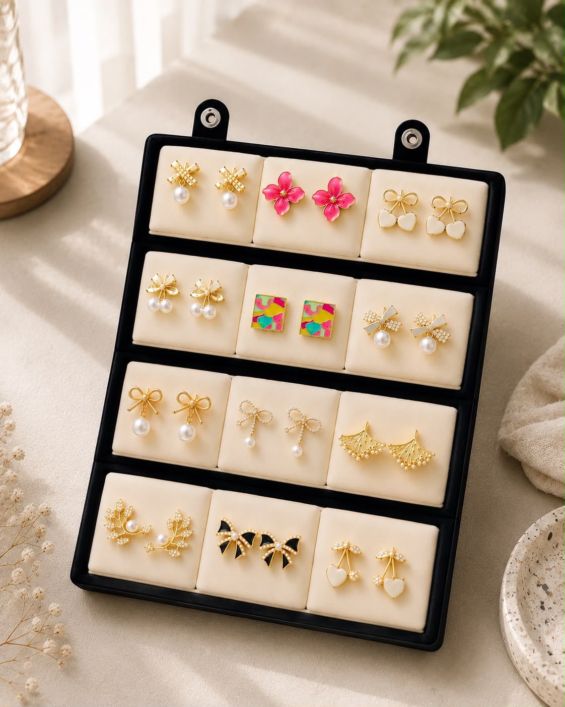 Luxury 12 Pair Korean Earings with box 😍💝