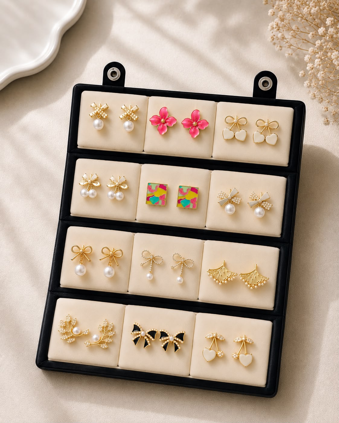 Luxury 12 Pair Korean Earings with box 😍💝