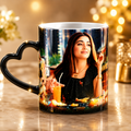 Personalized Glitter Effect Heart Handle Magic Mug